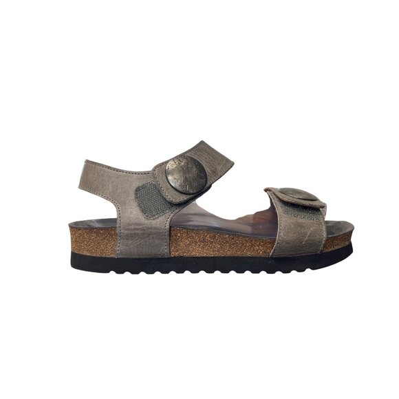 Taos Luckie Sandal Gray Leather Adjustable-Strap Cork-Sole EU 37 / US 6.-6.5 - Picture 7 of 9